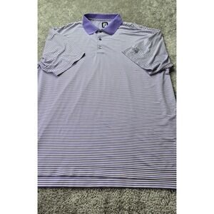 FOOTJOY Golf Polo Mens XXL Purple White Striped Short Sleeve‎ Trilogy Vistancia
